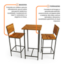 Ver imagem 3 de Jogo Bistrô Industrial com Mesa Quadrada e 2 Banquetas em Ferro e Madeira Conjunto para Área Gourmet