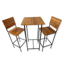 Ver imagem 5 de Jogo Bistrô Industrial com Mesa Quadrada e 2 Banquetas em Ferro e Madeira Conjunto para Área Gourmet