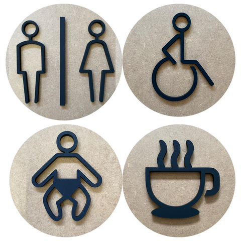 Kit Placas Sinaliza Banheiro H,m/unissex Pcd Café Fraldário