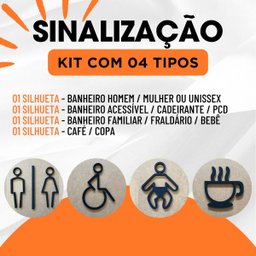 Kit Placas Sinaliza Banheiro H,m/unissex Pcd Café Fraldário - 2