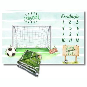 Edredom Dupla Face Tapete Foto Bebê Mêsversário Futebol Gol