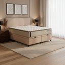 Ver imagem 1 de Cama Box Baú King Probel Molas Ensacadas Pillow Top 193x203x71cm Guarda Costas Genova Branco/Bege