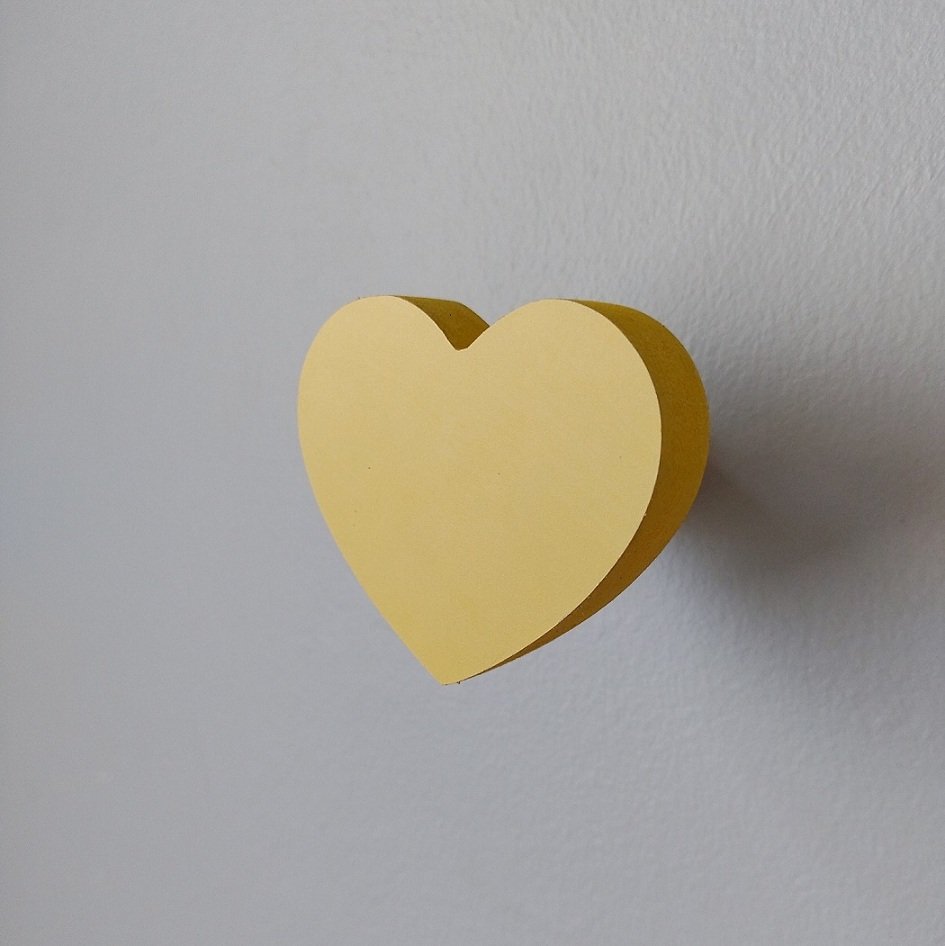 1 Gancho de parede pendurador Colorido MDF Coração - Amarelo - 2