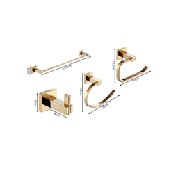 Kit Acessórios de Banheiro Lavabo 4 Peças Dourado Gold Luxo Ikab05 - 6