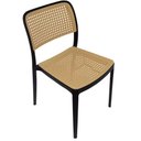 Ver imagem 5 de Kit 4 Cadeiras Empilhável Bali Amis Fratini Polipropileno Cor Preta e Assento Simulando Palha Rattan