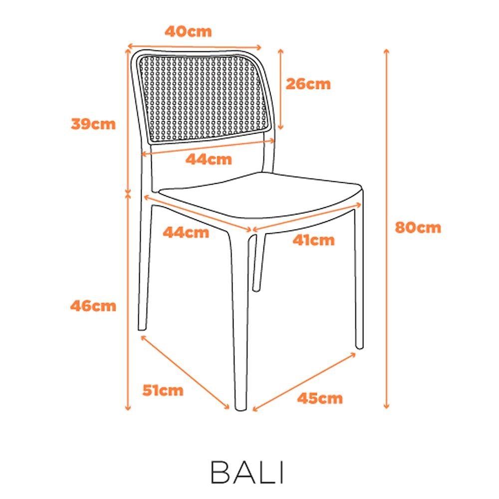 Kit 4 Cadeiras Empilhável Bali Amis Fratini Polipropileno Cor Preta e Assento Simulando Palha Rattan - 6