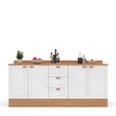 Ver imagem 5 de Cozinha Pérola com Rodapé e Tampo 2 Peças Yescasa Branco/Freijó