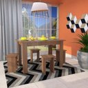 Ver imagem 1 de Conjunto Mesa com 4 Bancos MDP Marrom/Montana