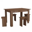 Ver imagem 2 de Conjunto Mesa com 4 Bancos MDP Marrom/Montana
