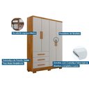 Ver imagem 3 de Guarda Roupa Solteiro 4 Portas e 3 Gavetas C/ Pés Encant/berlim Neve - Novo Horizonte