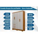 Ver imagem 2 de Guarda Roupa Solteiro 4 Portas e 3 Gavetas C/ Pés Encant/berlim Neve - Novo Horizonte
