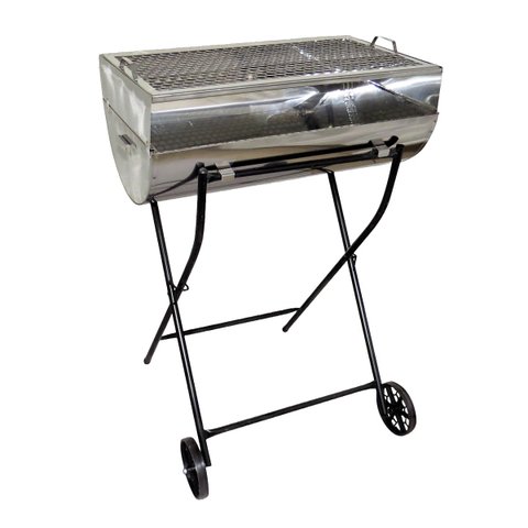 Churrasqueira Aberta Grill Inox Grelha e Carrinho 97x67x40cm Ouro Minas