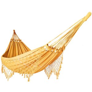 Rede de Dormir Descanso Casal 3,80m X 1,50m Algodão Premium Amarela