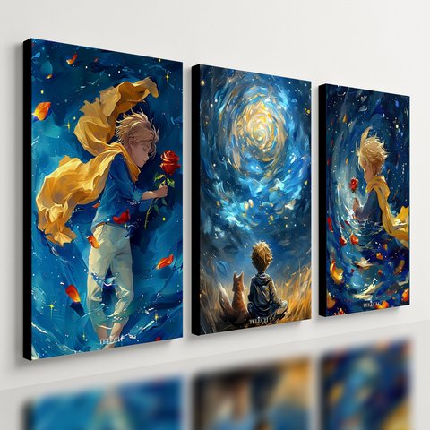 Kit 3 Quadro Pequeno Principe Placa Decorativa Desenho Tv 28x20cm