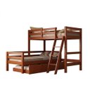 Ver imagem 7 de Cama Treliche em L com Auxiliar Solteiro Madeira:Castanho Claro