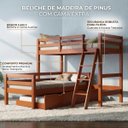 Ver imagem 4 de Cama Treliche em L com Auxiliar Solteiro Madeira:Castanho Claro
