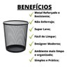 Kit 2 Lixeiras Telada de Metal Preta Cesto Lixo 10 Litros - 4