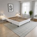 Ver imagem 1 de Base de Cama Box na Caixa Cama Casal 137x187 Desmontável Tecido Premium 100% Madeira - Branco