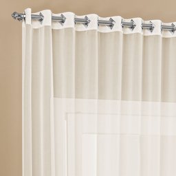 Cortina de Voil para Quarto ou Sala 4,00m x 2,80m Varão Simples com Ilhós Cromado - Palha - 2