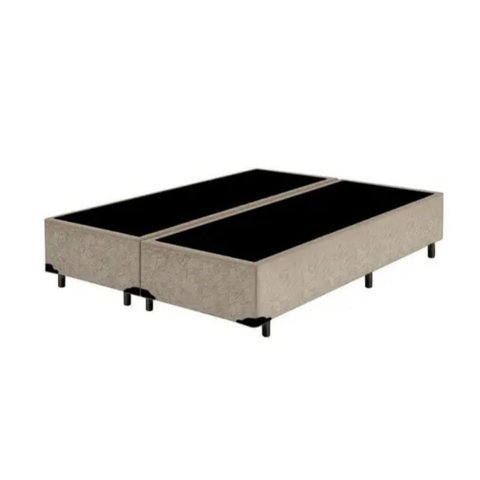 Base Box Casal Bipartido Suede Bege 28x69x188