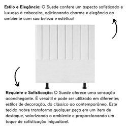 Cabeceira Estofada Cama Casal 140cm Lídia Suede e Frame Branco - 5