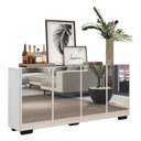 Ver imagem 1 de Aparador Buffet 4 portas com Espelho e Pés Quadrados Vegas Multimóveis V3560 Branco/Preto