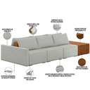 Ver imagem 7 de Sofá Ilha Modular para Sala 312cm com Puff Dublin K01 Linho Cinza Sintético Caramelo - Lyam Decor