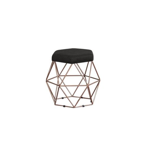 Puff Onix Bronze Suede Preta Metal Móveis