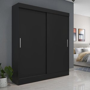 Guarda-roupa Solteiro 2 Portas de Correr Harry 135 Cm - Preto