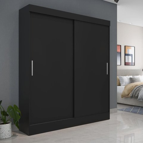 Guarda-roupa Solteiro 2 Portas de Correr Harry 135 Cm - Preto
