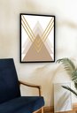 Ver imagem 2 de Quadro Decorativo Abstrato Triângulos Bege - 70x50cm:moldura Preta