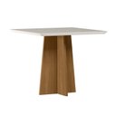 Ver imagem 2 de Mesa Sala de Jantar 90cm Tampo MDF/Vidro Moderno Marrom/Ype/Off White