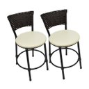 Ver imagem 2 de Kit 2 Banquetas Baixa de Cozinha Encosto Junco