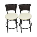 Ver imagem 1 de Kit 2 Banquetas Baixa de Cozinha Encosto Junco