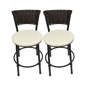 Kit 2 Banquetas Baixa de Cozinha Encosto Junco