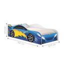 Ver imagem 3 de Cama Infantil Solteiro com Colchão Cama Carro Menino Azul Raios MDF Casah