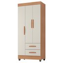 Ver imagem 1 de Guarda Roupa Solteiro Lite 3 Portas e 2 Gavetas Nature/off White - Móveis Leão