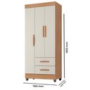 Ver imagem 4 de Guarda Roupa Solteiro Lite 3 Portas e 2 Gavetas Nature/off White - Móveis Leão