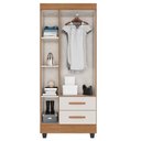 Ver imagem 3 de Guarda Roupa Solteiro Lite 3 Portas e 2 Gavetas Nature/off White - Móveis Leão