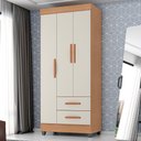 Ver imagem 2 de Guarda Roupa Solteiro Lite 3 Portas e 2 Gavetas Nature/off White - Móveis Leão