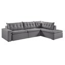 Ver imagem 3 de Sofá Retratil com Chaise Direita Titan 4 Lugares 2,56m Tecido Linho