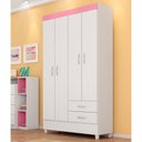 Ver imagem 2 de Guarda Roupa Flex 4 Portas 2 Gavetas Astro D02 Branco/Rosa/Branco - Mpozenato
