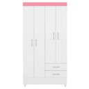 Ver imagem 5 de Guarda Roupa Flex 4 Portas 2 Gavetas Astro D02 Branco/Rosa/Branco - Mpozenato