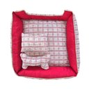 Ver imagem 2 de Cama Pet Onix Médio Quadrada Impermeável: Bella Xadrez Vermelho