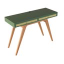 Ver imagem 4 de Escrivaninha Penteadeira Ricco 120 Cm Laca com Madeirado 2 Gavetas Palhinha Verde