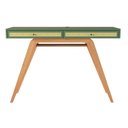 Ver imagem 1 de Escrivaninha Penteadeira Ricco 120 Cm Laca com Madeirado 2 Gavetas Palhinha Verde