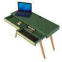 Ver imagem 2 de Escrivaninha Penteadeira Ricco 120 Cm Laca com Madeirado 2 Gavetas Palhinha Verde