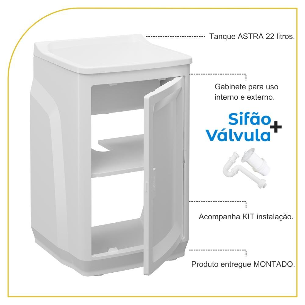 Gabinete para Lavandera com Tanque Astra 22 Litros Cor:branco - 3