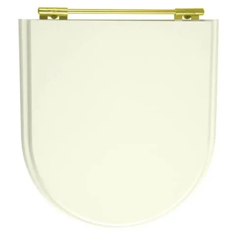 Assento Sanitário Poliester Calypso Biscuit Para Vaso Incepa Com Ferragem Dourada