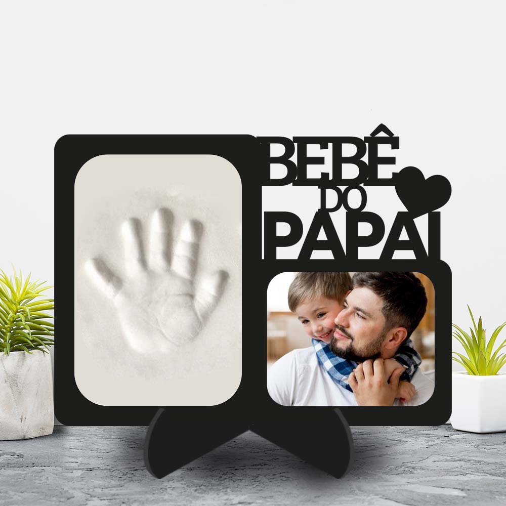 Porta Retrato Dia Dos Pais com Molde da Mão da Criança Bebê Do Papai em MDF Presente Dia Dos Pais - 1